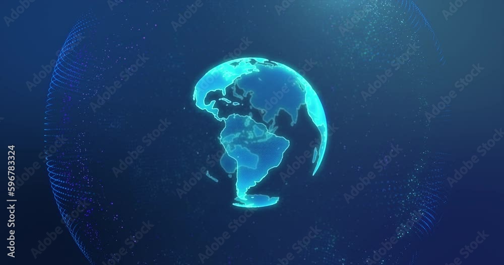 Wall mural rotating digital earth.repeatable footage. global network and digital data technology concepts.