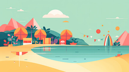 Obraz premium summer background, beach and sea, generative AI - AI generated