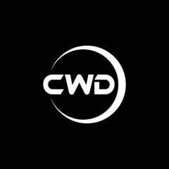 CWD letter logo design with black background in illustrator, cube logo, vector logo, modern alphabet font overlap style. calligraphy designs for logo, Poster, Invitation, etc.