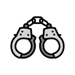 handcuffs crime color icon vector illustration