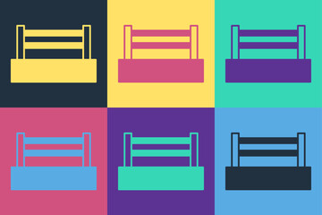 Pop art Boxing ring icon isolated on color background. Vector