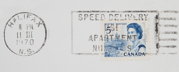stamp briefmarke vintage retro old alt canada kanada papier paper Halifax Queen Elizabeth...