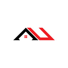 Letters AU with house logo 030