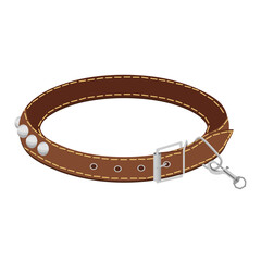Leather dog collar with a carabiner for a leash, isolated on a white background.Vector illustration of dog accessories.