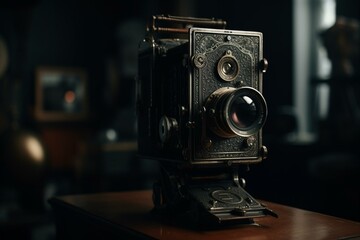 Fototapeta na wymiar Camera with a Victorian-era industrial look. Generative AI