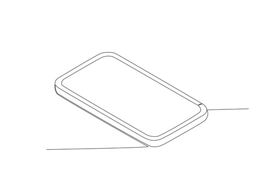 A mobile phone forms an acute angle. Angles one-line drawing