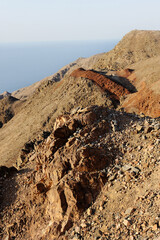 Walk through the mountains near the Gulf of Eilat Red Sea in Israel