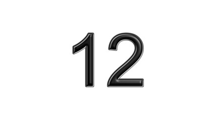 12 black lettering white background year number