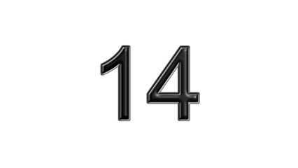 14 black lettering white background year number