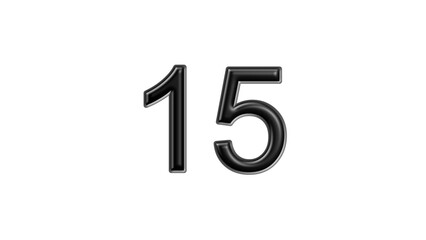 15 black lettering white background year number