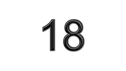 18 black lettering white background year number