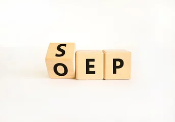 Deurstickers SEP or OEP symbol. Concept words OEP open enrollment period SEP special enrollment period. Beautiful white table white background. Medical open or special enrollment period concept. Copy space. © Dzmitry