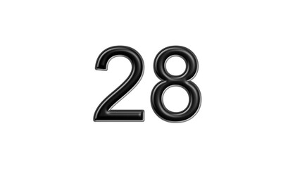 28 black lettering white background year number