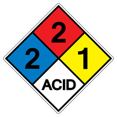 NFPA Diamond 704 2-2-1 ACID Symbol Sign, Vector Illustration, Isolate On White Background Label. EPS10