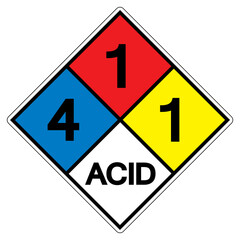 NFPA Diamond 704 4-1-1 ACID Symbol Sign, Vector Illustration, Isolate On White Background Label. EPS10