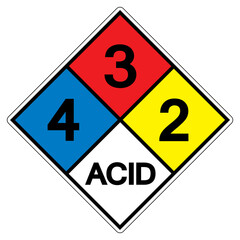 NFPA Diamond 704 4-3-2 ACID Symbol Sign, Vector Illustration, Isolate On White Background Label. EPS10