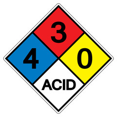 NFPA Diamond 704 4-3-0 ACID Symbol Sign, Vector Illustration, Isolate On White Background Label. EPS10