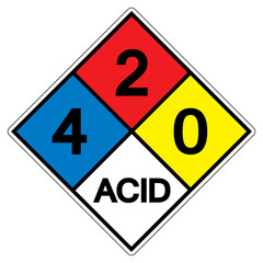 NFPA Diamond 704 4-2-0 ACID Symbol Sign, Vector Illustration, Isolate On White Background Label. EPS10