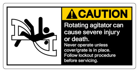 Caution Rotating agitator can cause severe injury or death Symbol Sign ,Vector Illustration, Isolate On White Background Label. EPS10
