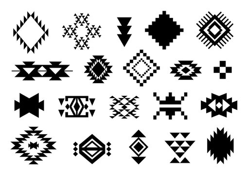 Aztec Navajo Elements set Southwestern symbols