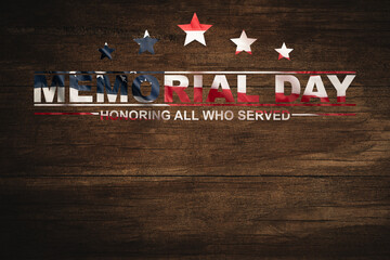 Memorial Day of the heroes of America. Happy weekend or sales vector background. American flag on...