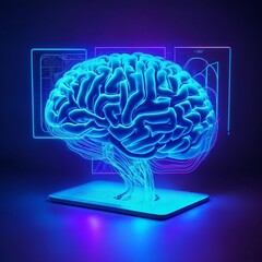 Glowing Brain: The Future of AI Computing, 3d rendered illustration of human brain