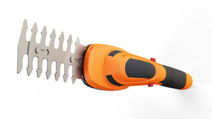 bush cutter 3D render using an hedge clipper in the garden