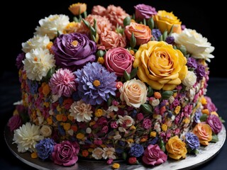 Obraz na płótnie Canvas A close up of happy birthday cake for party celebration rich creamy baked isolated