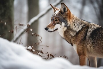 AI Generative. "Resilience and Beauty in Endangered Canines: Witness the Red Wolf Hunting for food