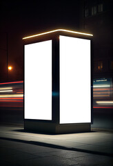 Mockup of blank advertising light box on the bus stop, Generative AI