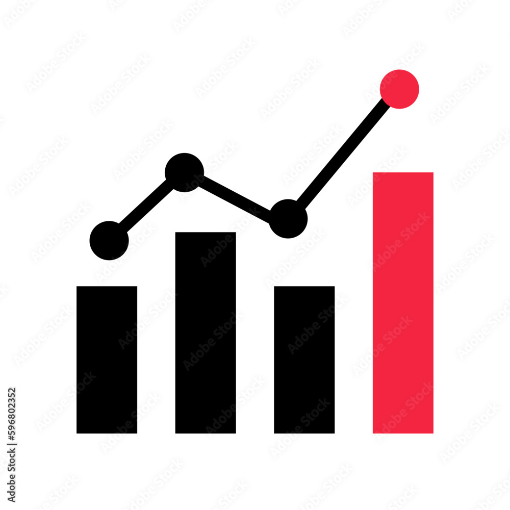 Aufkleber chart and bar graph. sales and statistics. vector.