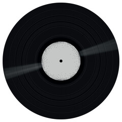 Realistic vinyl record with white label. Black and white coloring book.