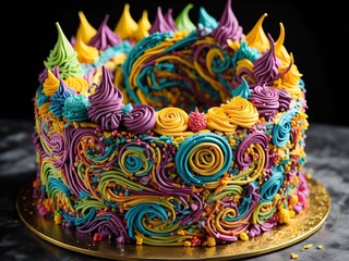 Naklejka premium A close up of happy birthday cake for party celebration rich creamy baked isolated