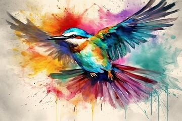 watercolor illustration of a bird, generative ai