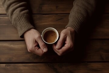 Fototapeta na wymiar Person with a cup of coffee, generative ai