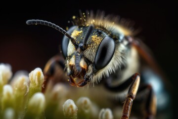 Bee, macro photography, close up shallow focus. Generative AI