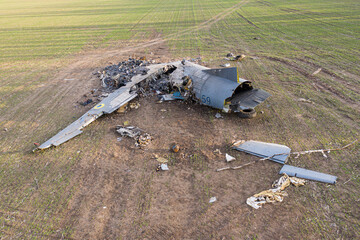 Aircraft an-26 accident on the field in Ukraine