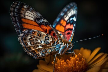 Fototapeta na wymiar Butterfly, macro photography, close up shallow focus. Generative AI
