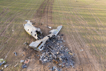 Aircraft an-26 accident on the field in Ukraine