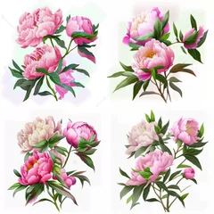 Fototapete Rund set of pink flowers ©  KaloKhan2024