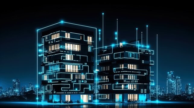 Futuristic Living: Modern Smart Home Systems in a Smart Building Isolated Background in 8K created with generative AI technology