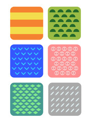 Vector Stock Illustration of a set of six icons with different patterns and colors