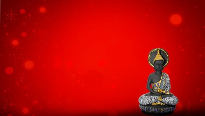 Buddha Purnima, Buddha statue meditation, floral background