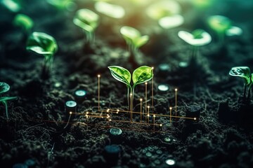 Harmony of Nature and Technology: Sustainable Seed Planting and Digital Technology Fusion in UHD Image Style in 8K created with generative AI technology