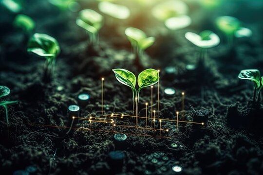Harmony of Nature and Technology: Sustainable Seed Planting and Digital Technology Fusion in UHD Image Style in 8K created with generative AI technology
