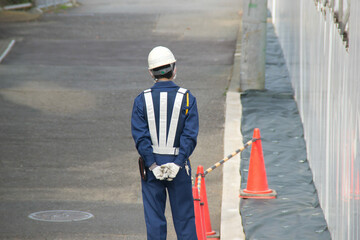 交通誘導警備員　作業現場