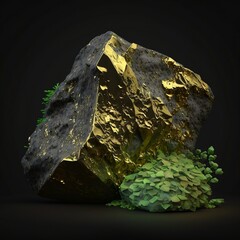 mineral stone isolated on black background Generative AI
