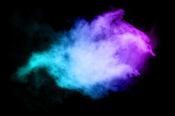 Obraz na płótnie Canvas Abstract Atmospheric Colored Smoke, Close-up. Isolated on Black Background.