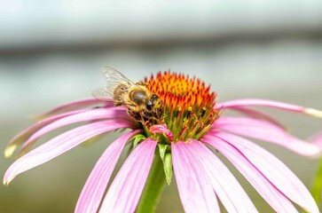 Bee pollinator echinacea flower.