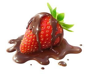Strawberry fruit dipped in chocolate cut out © ChaoticDesignStudio